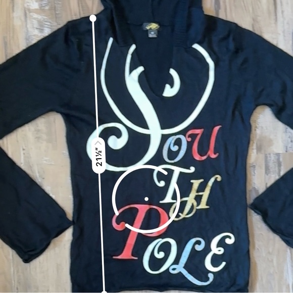 VTG Y2K 2000s Cashmere Like Black Southpole Studded Hoodie Sweater - Picture 9 of 9